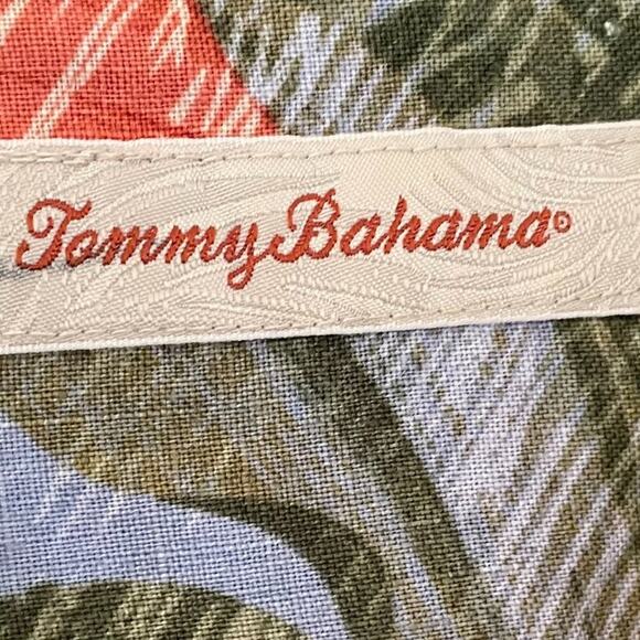 Tommy Bahama Linen Blue Floral Palm Tropical Camp Collar Button Down Shirt XL - Picture 6 of 12